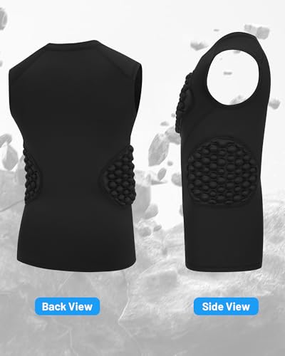 Blueleaf Youth Baseball Chest Protector Padded Compression Sleeveless Shirt Rib Heart Sternum Guard Softball Football - color: Black, size: Medium