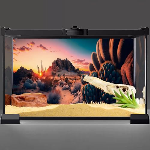 AWERT 36x20 inches Oasis Reptile Habitat Background Cactus Sun and Desert Terrarium Background Polyester Reptile Habitat Background - size: 36x20in/90x50cm