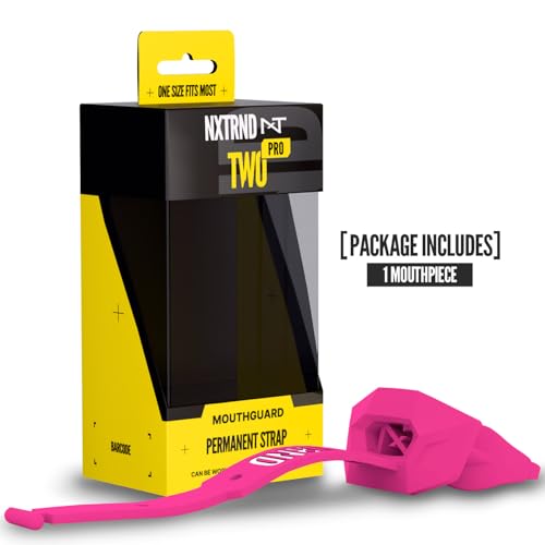 Nxtrnd Two Pro Football Mouth Guard, Permanent Strap, Fits Adult & Youth (Pink) - color: Pink Pro