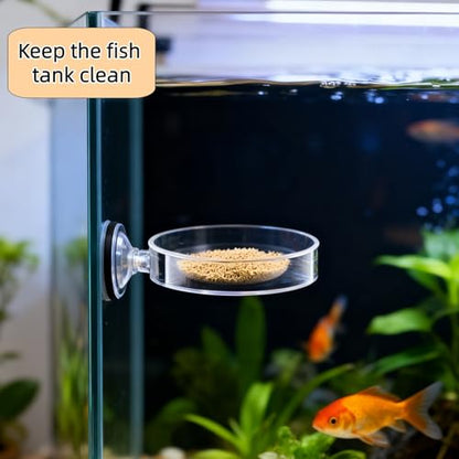 3Pcs No Mess Aquarium Feeder - Premium Shrimp Feeding Dish with Suction Cups Round Fish Food Feeding Bowls for Clear Fish Tanks Anti-Slip Design Food Box for Aquarium