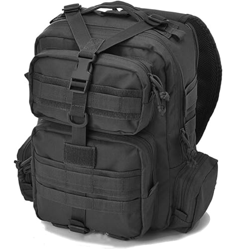 REEBOW GEAR Tactical Sling Bag Single Shoulder Every Day Carry Backpack - color: Black