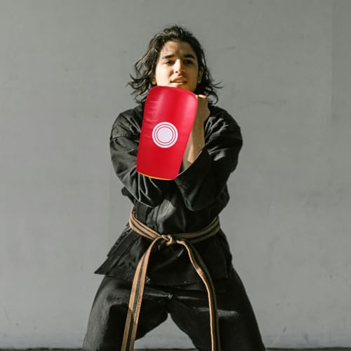 Red PU Martial Arts Strike Shield Kick Pad for Sports Training