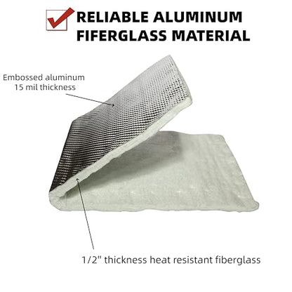 Exhaust Heat Shield Wrap - Aluminum Fiberglass Automotive Muffler Insulation Armor, 12"x24" Sheet for Exhaust Pipe, Motorcycle, Car Undercarriage, Fuel Tank & Firewall - size: 12 Inch x 24 Inch