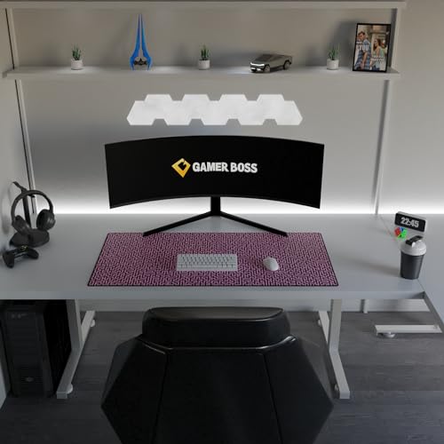 Gamer Boss - Gaming Mouse Pad - 48 x 24 Inches - 4mm Thick with Stitched Edges, Non-Slip Rubber Base, Premium Cloth Mousepad, Desk Mat for Laptop, Keyboard, Computer & PC (Mega, Pink Maze) - color: Pink Maze, size: 48" x 24"
