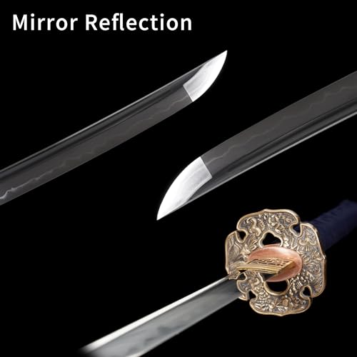 41-Inch Handmade Katana, Full Tang Clay-Tempered Spring Steel Collectible for Adults - color: L6-Steel 3
