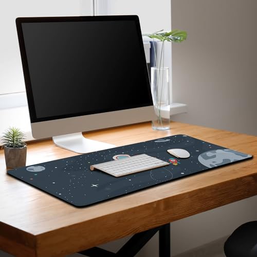 Keyboard Mat Cute Astronaut Large Mouse Pads Men¡¯s Office Accessories Pc Mouse Pad Mousepad XXL Non-Slip Rubber Base Waterproof with Stitched Edges 35.4" X 15.7" for Game Office, - color: Astronaut