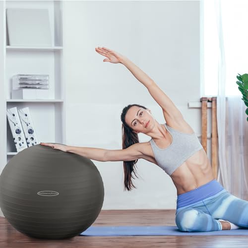 Fitvids Anti-Burst and Slip Resistant Exercise Ball Yoga Ball Fitness Ball Birthing Ball with Quick Pump - color: Gray, size: XL(27-30in/68-75cm)