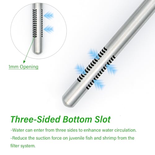 LINLAN 304 Stainless Steel Lily Pipe Inflow and Outflow with Mini Aluminum Alloy Pipe Holder, 360° Rotatable Outflow, Fits 5/8 Inch ID Filter Hose, for Rimless Aquariums (5/8")