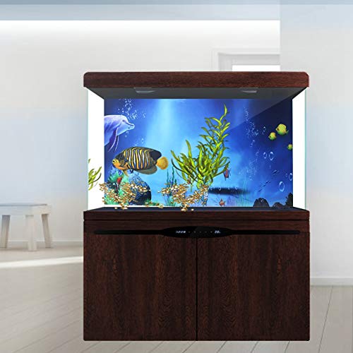 GLOGLOW Aquarium Poster, Aquarium Poster Decorative Fish Terrarium Background Poster Thicken PVC Adhesive Static Cling Wallpaper Sticker(61×30cm) Backgrounds