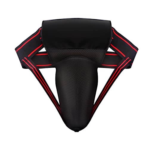 Men's Groin Protector Cup, Boxing MMA Muay Thai Guard, 30-42 in Waist | Protective groin cup for men practicing boxing, MMA, Muay Thai, kickboxing, and other contact sports; fits 30-42 in waists.