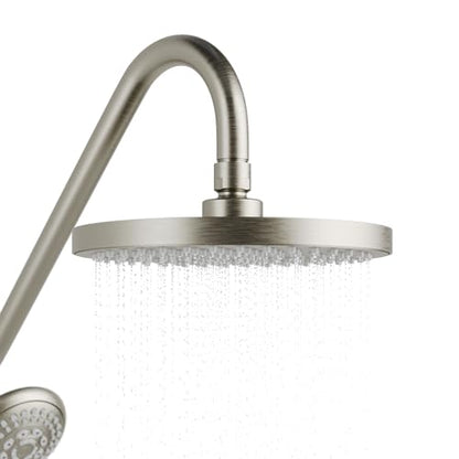 PULSE ShowerSpas Kauai III Brushed Nickel Rain Shower Head with Handheld Spray - 1.8 GPM, 8" Showerhead, 5-Function HandShower, Adjustable Slide Bar - Shower Heads with Handheld Spray Combo - size: 1.8 Gallon Per Minute, style: Brushed Nickel