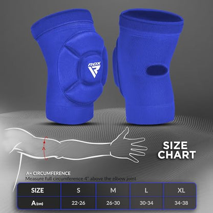 RDX Elbow Pads, Muay Thai MMA Kickboxing Sparring Elbow Guard, Martial Arts Striking Protection,Wrestling Basketball Adjustable MTB Volleyball Compression Padded Sleeve, Men Women - color: Blue White, size: Small
