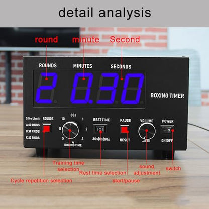 Big Screen Boxing Interval Timer, Classic Professional Gym Timer, Adjustable Sound/Training Time/Cycle Repetitions, Muay Thai Training Timer for Boxing, Muay Thai, Fighti-Red - color: Red