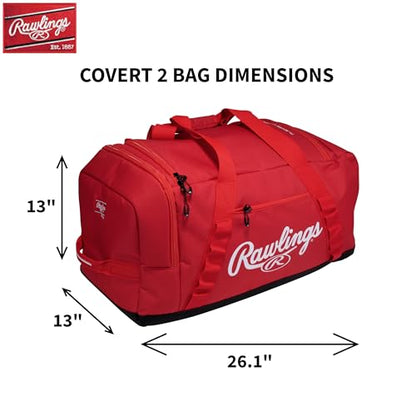 Rawlings Rawlings | Covert2 Duffel Equipment Bag | Baseball/Softball | Multiple Colors - color: Scarlet