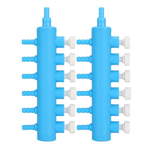 Aquarium Air Distributor, 2pcs Aquarium Air Control Lever Valve Distributor Splitter Airline Tube Connector Air Pump Accessories for Fish - color: 6 Way