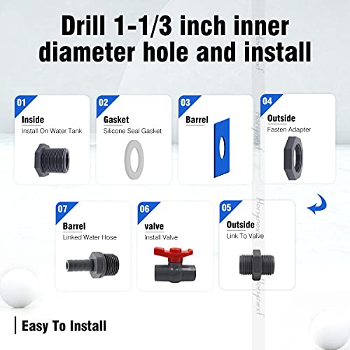 rain barrel spigot kit within 3/4 inch pvc bulkhead adapter 3/4" valve 3/8" plastic barb fitting, for 5/2.5/50/55/100 gallon water tank garden bucket outdoor rainwater collection - color: 3/4 inch valve-3/8 inch barb Red