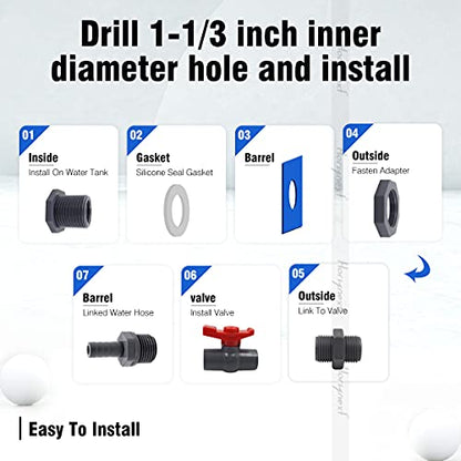 rain barrel spigot kit within 3/4 inch pvc bulkhead adapter 3/4" valve 3/8" plastic barb fitting, for 5/2.5/50/55/100 gallon water tank garden bucket outdoor rainwater collection - color: 3/4 inch valve-3/8 inch barb Red