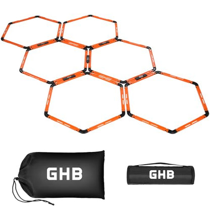 GHB Hex Agility Rings Speed Rings with Carrying Bag 6 Set - color: Orange