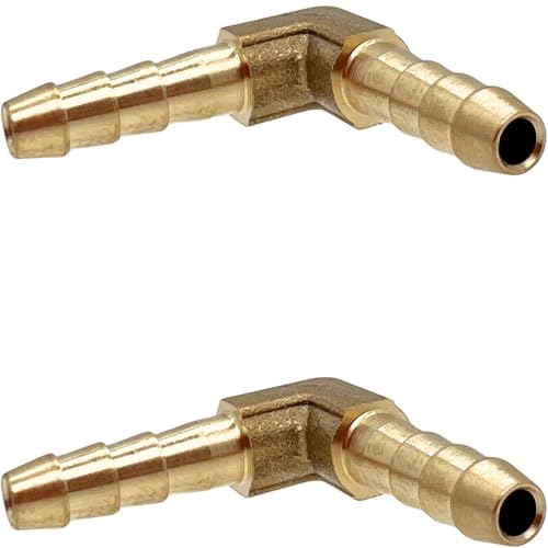 2PCS Brass 1/8" x 1/8" Hose Barb Fitting Barbed 90 Degree Elbow Connector L Right Angle Barbed Fitting by CX WONDERLAND - size: 1/8" Hose Barb