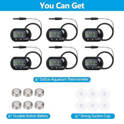Aquarium Thermometer with Large LCD Display Fahrenheit/Celsius(℉/℃) Fish Tank Thermometer for Aquarium Reptile Terrarium Digital Water Thermometer with Suction Cup(6 Pack) - size: 6 Pack