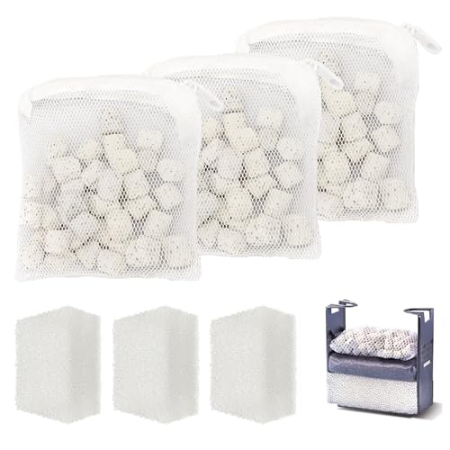 1.5 oz Biomax Filter Media Renewal Kit for Fluval EDGE Aquariums, A1389 Bio Max Ceramic Rings & Foam Blocks Filter Media-Provides Stage Three Biological Filtration for Fish Tank Water Clarity - 3 Pack