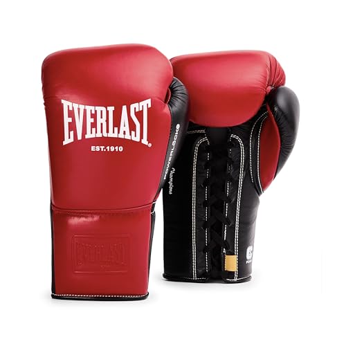 Everlast Powerlock OG Pro Training Boxing Gloves - color: RED/BLK, size: 14 oz
