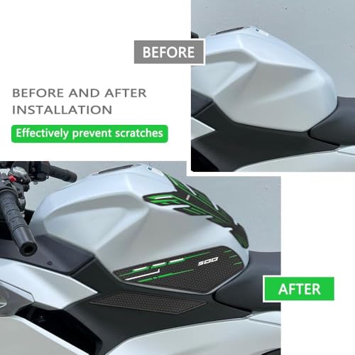 For Ninja 500 Z500 Ninja 500 SE Ninja500 2024 2025 2026 New Accessories Side Fuel Tank Pads Protection Stickers Decals Fuel Tank Knee Pads Traction Pads Fuel Tank Pads (Green)