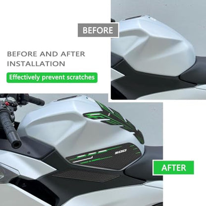 For Ninja 500 Z500 Ninja 500 SE Ninja500 2024 2025 2026 New Accessories Side Fuel Tank Pads Protection Stickers Decals Fuel Tank Knee Pads Traction Pads Fuel Tank Pads (Green)