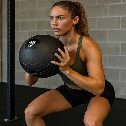 York Barbell 30LB Rubber Slam-Ball – Dead Weight with Textured Surface – Minimal Bounce Absorbs Impact – Pilates Yoga Strength Training Physical Therapy Cardio Exercises for Full Body Workout - Black