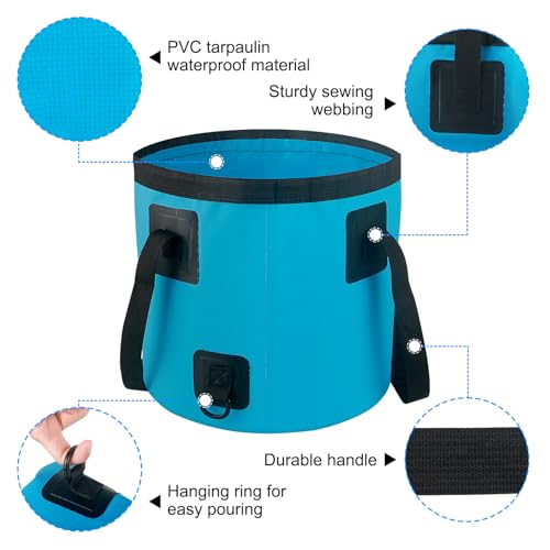 5 Gallon Collapsible Bucket with Handle, Car Wash Bucket Foldable Water Storage Container for Camping Fishing Beach Gardening, Portable Laundry Wash Basin for RV Cleaning Supplies Swamp Emergency Prep