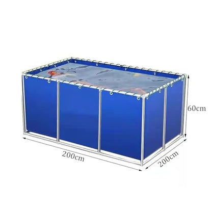 Pool Above Ground Canvas Aquarium Fish Pond,Culture Agricultural Irrigation Water Tank Foldable Water Storage Pond with Drain Valve,Temporary Holding Tank for Saltwater Fish Koi Fish Turtles Swimmi - size: 200*200*60cm