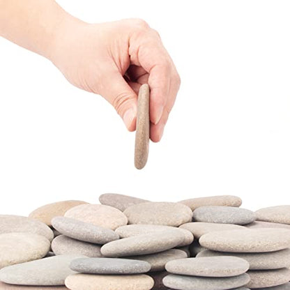 [About 97 PCS - 105 PCS](18 Pounds) Painting Rocks,2.33"-3.72" River Rocks,DIY Rocks,Flat Rocks,Craft Rocks,Natural Stones