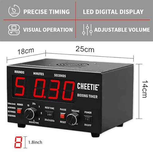 Classic Boxing Interval Timer Professional Gym Timer with Led Display, Selectable Training Time and Cycle Repetitions, Adjustable Sound, Scoreboard Timer for Muay Thai/MMA/Kickboxing,Green