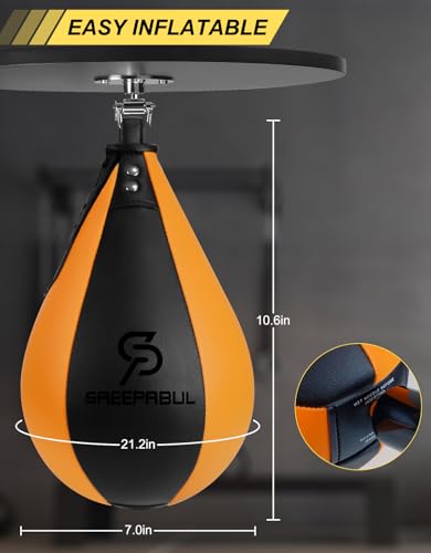 Speed Bag,Speed Bag for Boxing,PU Leather Reflex Training Pear Shaped Punching Bag,Fast Reaction Skills Development Perfect for Kids Teens Adults Boxing Coaches - color: Pro Orange(9.5" x 7.1")