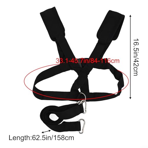 Sled Harness For Exercises, Adjustable Nylon Running Resistances Training Belts With 5.1ft Rope Kit For Footballs Basketballs Strength Building, Black