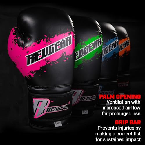 Revgear Kids Combat Series Boxing Glove, Designed to Fit Kids Hands, MMA - color: Pink/Black, size: 10 OZ
