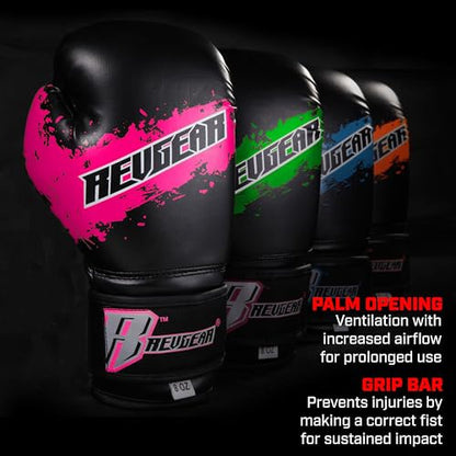 Revgear Kids Combat Series Boxing Glove, Designed to Fit Kids Hands, MMA - color: Pink/Black, size: 10 OZ