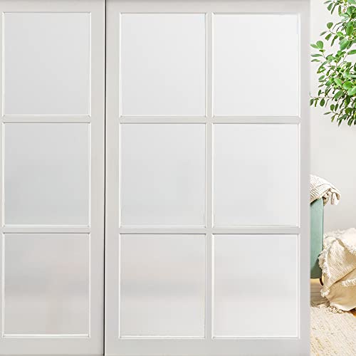 Window Privacy Film, Stained Glass Window Film Static Cling, Bamboo Decorative Frosting Opaque Coverings, Day and Night Privacy Removable Sun Heat Blocking for Home Office, 17.5" x 157.4" - color: White, size: 23.6 x 78.7 Inch