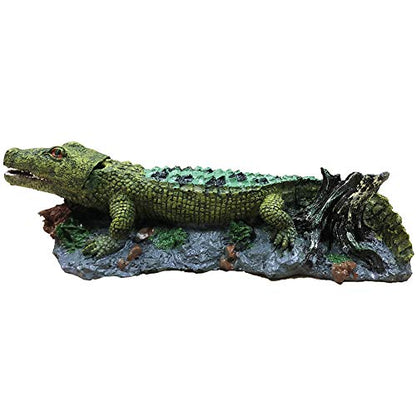 SLOCME Aquarium Alligator Air Bubbler Decorations - Aerating Action Crocodile Ornament, Oxygen Bubble Resin Crafts for Aquarium Fish Tank Decor