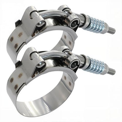 1.5" T Bolt Hose Clamp Spring Loaded Stainless Steel - Working Range 41mm - 48mm for 1.5" I.D. Hose with 2mm - 5mm Wall Thickness, Auto-adjusting maintain Constant Clamping Force (41-48mm, 2 Pack) - size: 1.5" Hose Clamp 41mm - 48mm (1.61" - 1.89")