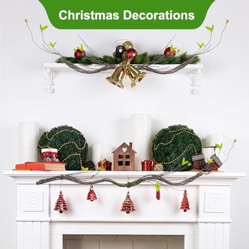 3Pcs 35in Artificial Tree Branches, Realistic Wall Hanging Bendable Tree Vines Twigs Fake Plants Tree Trunk Garland with Leaves Moss for Outdoor Garden Wedding Home Wall Porch Mantel Decoration