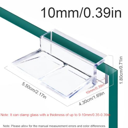 6PCS Aquarium Lid Clips Clear Acrylic Fish Tank Lid Holder Aquarium Cover Support Clamps Easy to Use(10mm/0.39in) - size: 10mm/0.39in