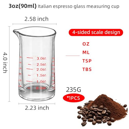 1Pc 3 Oz Glass Measuring Cup,Borosilicate Shot Glass with V-Shaped Spout-Black Red Line 90ml Precision Measuring Cup for Kitchen & Bar (1, Red) - color: Red