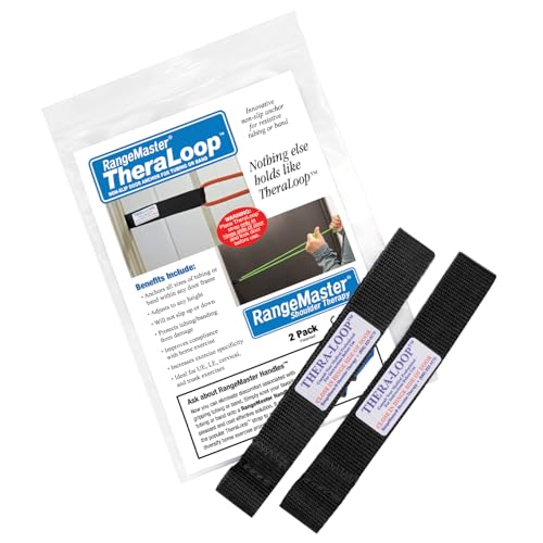 RangeMaster TheraLoop Door Anchor | Secure Non-Slip Resistance Band Anchor for Physical Therapy and Shoulder Recovery | Works with All Exercise Bands and Tubes | Adjustable Height | 2 Pack (Black) - color: Black, size: 2