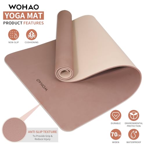 8mm Thick Yoga Mat Non Slip for Women Men - color: Brown+Apricot