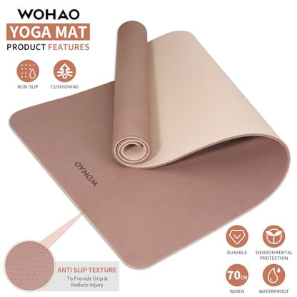 8mm Thick Yoga Mat Non Slip for Women Men - color: Brown+Apricot