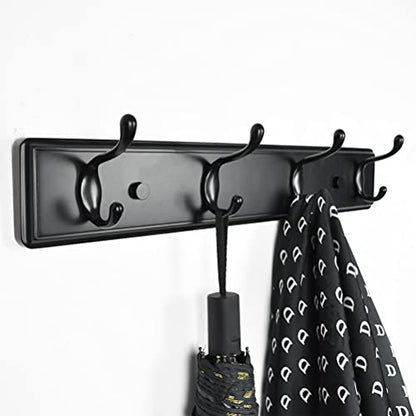 Badiano Heavy Duty Wooden Coat Rack, Wall-Mounted Organizer, 19 Inch, Black - color: Black, size: 4 Hooks