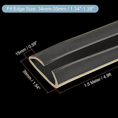 uxcell U Channel Edge Trim, 4.9ft Length Soft Rubber Guard Seal Strip Edge Protector Fit for 34-35mm Edge, (19/32" W x 1 17/32" H) Clear - size: 19/32"x 1 17/32"x 4.9ft