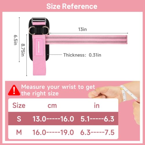 MANUEKLEAR 2 Size Gym Lifting Straps with D Rings for Cable Machine - color: Pink