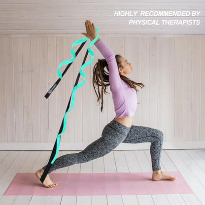 A AZURELIFE Premium Durable Stretch Straps with Loops, Stretching Strap for Physical Therapy, Multi-Loop Yoga Strap Fitness Exercise Strap for Yoga, Pilates, Dance, Flexibility&Exercise - color: #2-Green